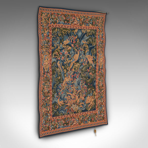 Vintage Decorative Tapestry, French, Needlepoint, Wall Panel, Late 20th Century