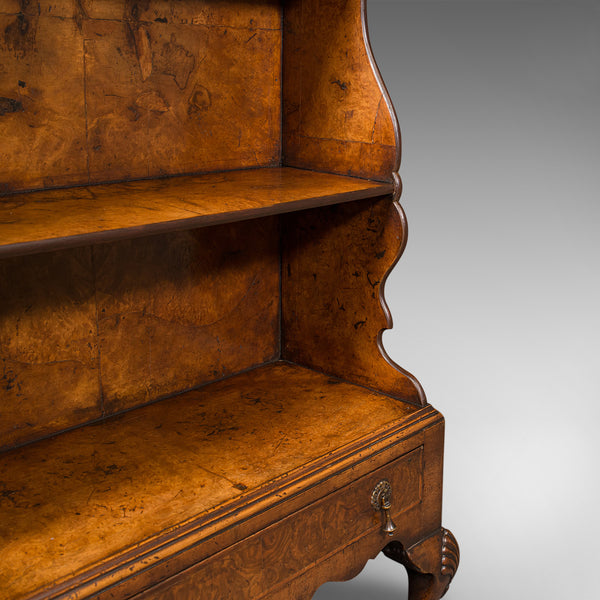 Antique Waterfall Bookcase, Walnut, Bookshelf, Queen Anne Revival, Edwardian