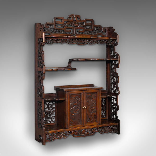 Antique Decorative Whatnot, Chinese, Hanging Wall Shelf, Victorian, Circa 1900