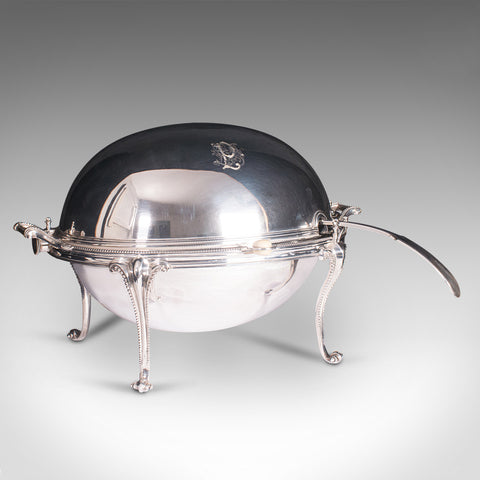 Antique Rollover Butter Dish, English, Silver Plate, Soup Tureen, Victorian