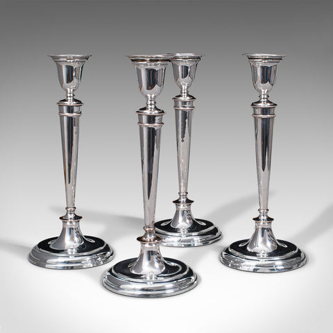 Set of 4 Antique Candlesticks, English, Silver Plate, Candle Sconce, Victorian
