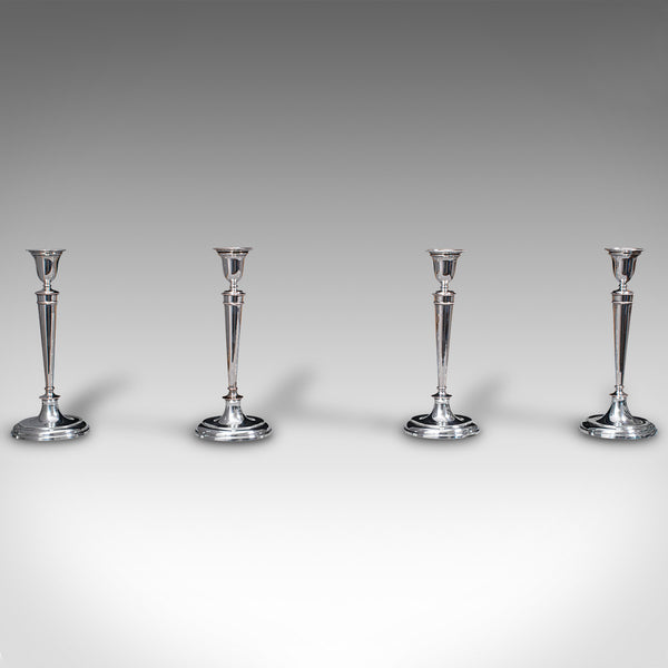 Set of 4 Antique Candlesticks, English, Silver Plate, Candle Sconce, Victorian