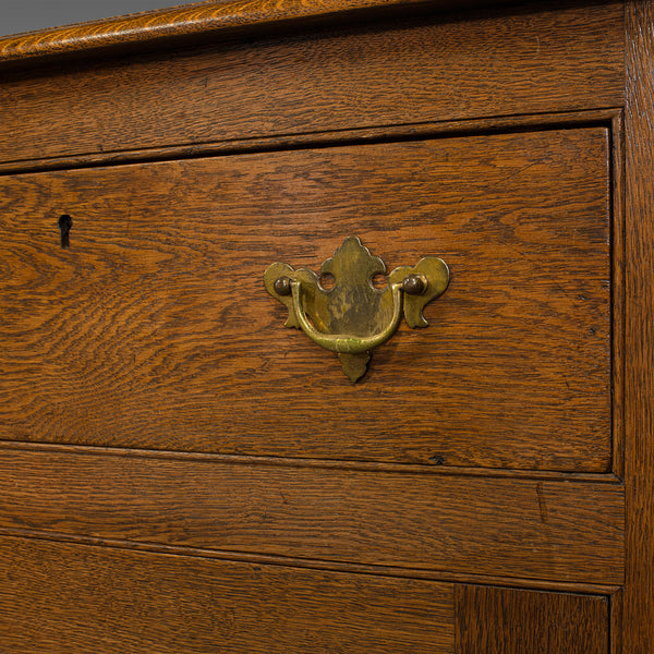Antique Dresser Base, English, Oak, Side Cabinet, Georgian Revival, Victorian