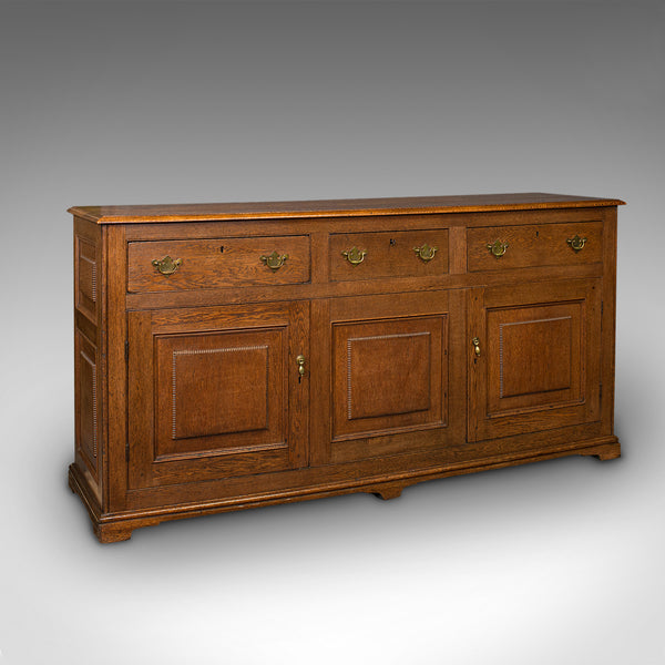 Antique Dresser Base, English, Oak, Side Cabinet, Georgian Revival, Victorian
