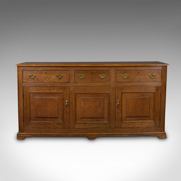 Antique Dresser Base, English, Oak, Side Cabinet, Georgian Revival, Victorian