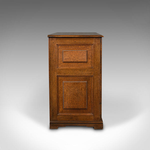 Antique Dresser Base, English, Oak, Side Cabinet, Georgian Revival, Victorian