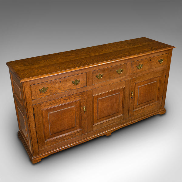 Antique Dresser Base, English, Oak, Side Cabinet, Georgian Revival, Victorian