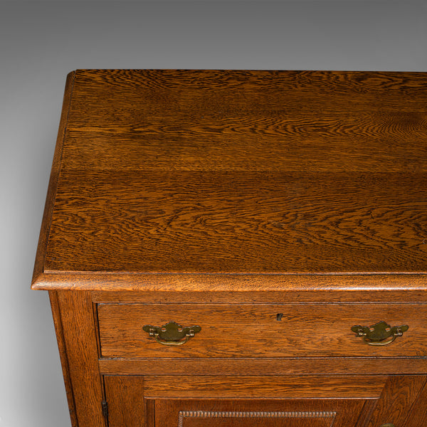 Antique Dresser Base, English, Oak, Side Cabinet, Georgian Revival, Victorian