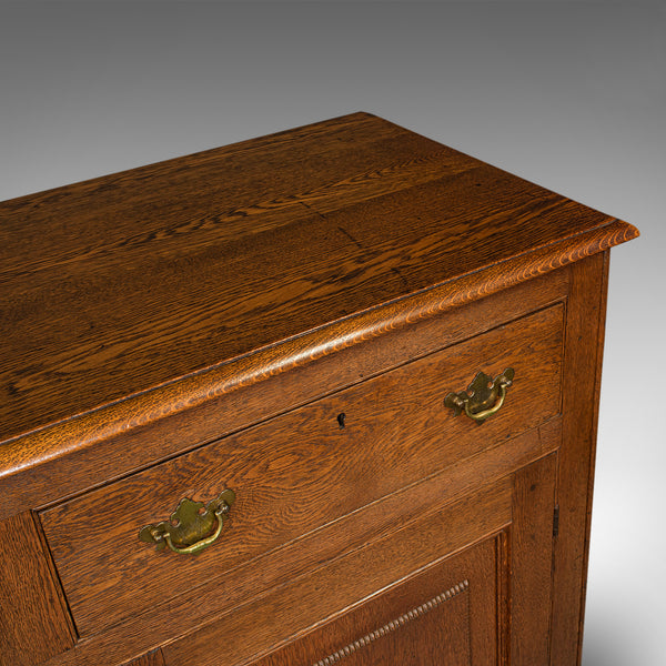 Antique Dresser Base, English, Oak, Side Cabinet, Georgian Revival, Victorian