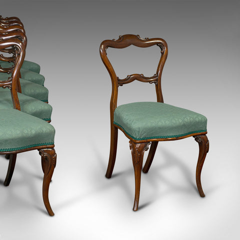 Set Of 6 Antique Buckle Back Chairs, English, Dining Seat, Victorian, Circa 1850