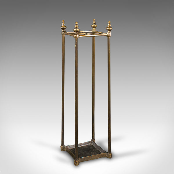 Antique Stick Stand, English, Brass, Hallway Rack, Umbrella, Victorian, C.1900