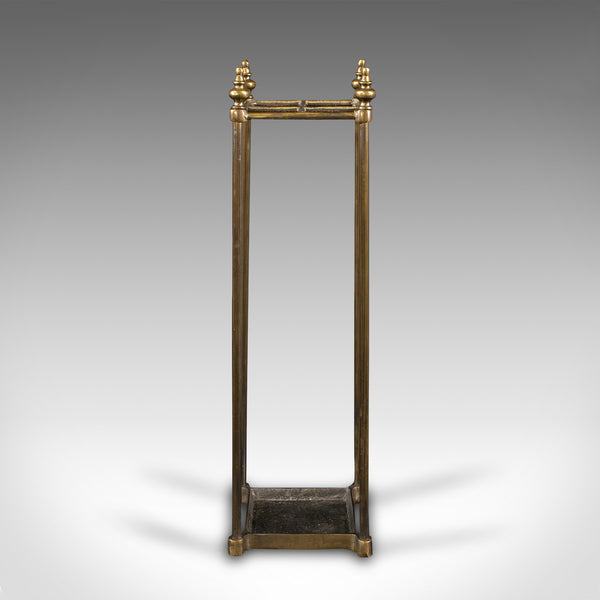 Antique Stick Stand, English, Brass, Hallway Rack, Umbrella, Victorian, C.1900