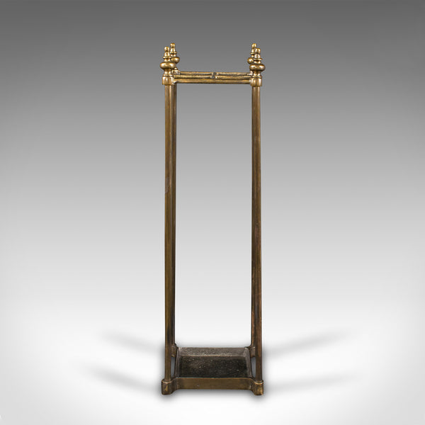 Antique Stick Stand, English, Brass, Hallway Rack, Umbrella, Victorian, C.1900