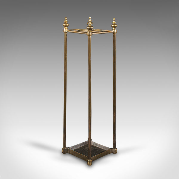 Antique Stick Stand, English, Brass, Hallway Rack, Umbrella, Victorian, C.1900