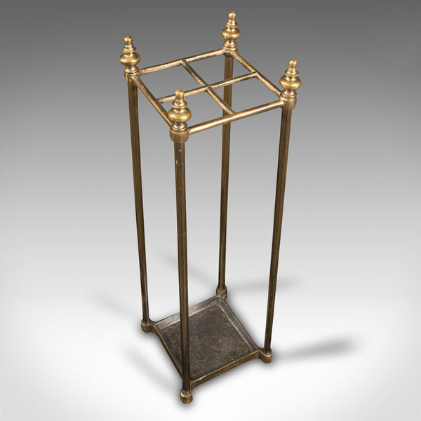 Antique Stick Stand, English, Brass, Hallway Rack, Umbrella, Victorian, C.1900