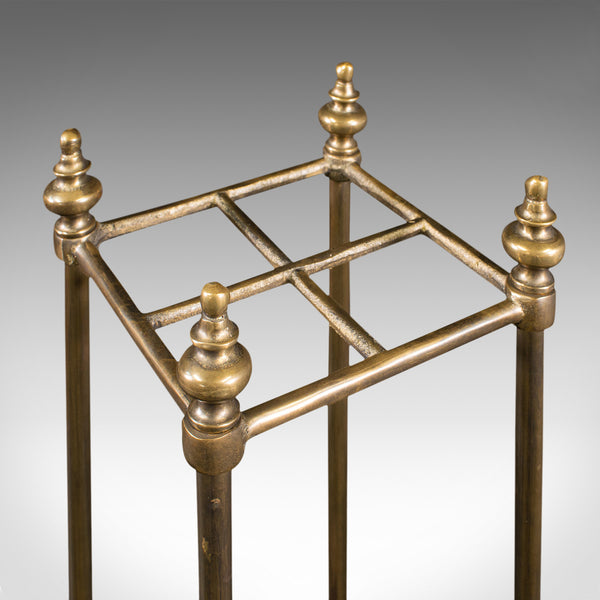 Antique Stick Stand, English, Brass, Hallway Rack, Umbrella, Victorian, C.1900