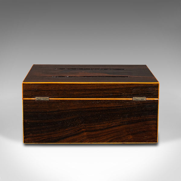 Antique Ballot Box, English, Rosewood, Inlaid, Voting, Post, Victorian, C.1900