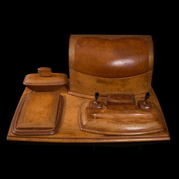 Vintage Writing Desk Set, English, Leather, Correspondence Box, Asprey Of London