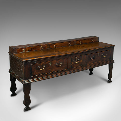 Antique Dresser Base, English, Oak, Sideboard, Cabinet, Georgian, Circa 1750