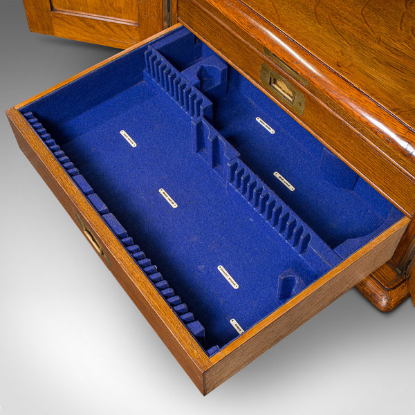 Antique Canteen, English, Oak, Campaign Cutlery, Specimen Drawers, Edwardian