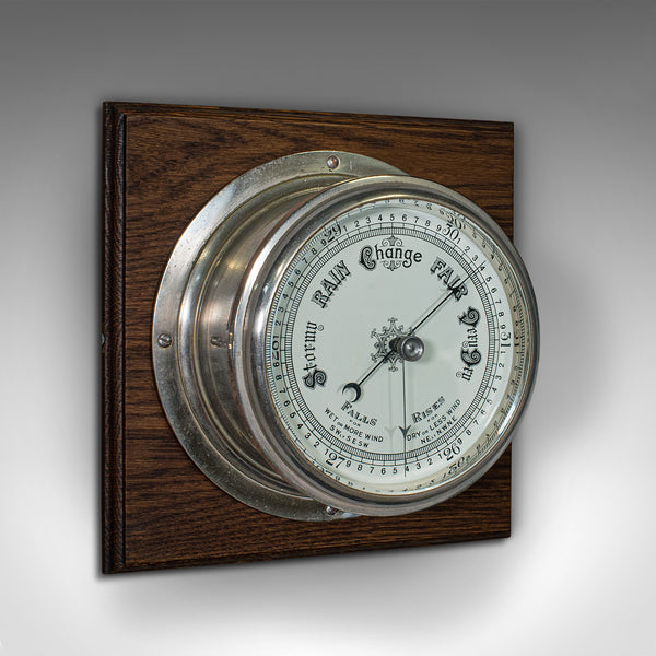 Antique Ship's Bulkhead Barometer, English Brass, Maritime Instrument, Victorian