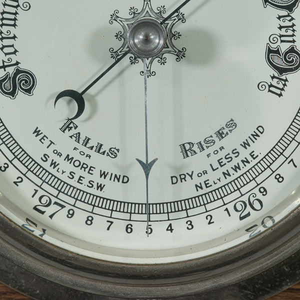Antique Ship's Bulkhead Barometer, English Brass, Maritime Instrument, Victorian