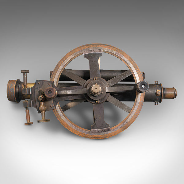 Antique Surveyor's Theodolite, English, Brass Compass, Oak Case, Edwardian, 1910