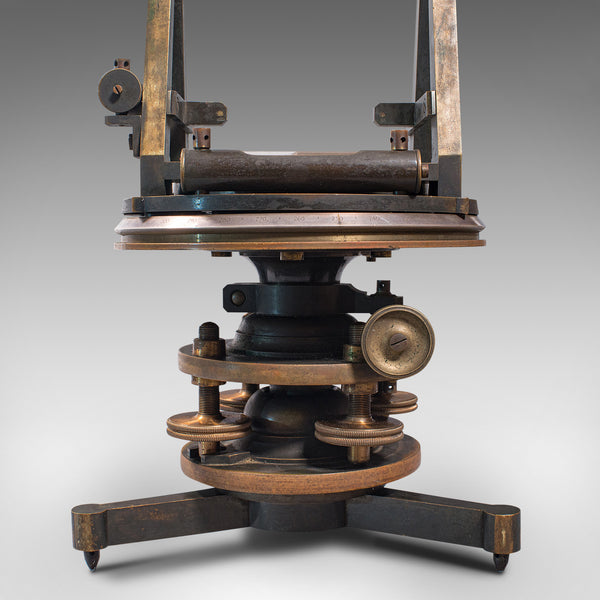 Antique Surveyor's Theodolite, English, Brass Compass, Oak Case, Edwardian, 1910