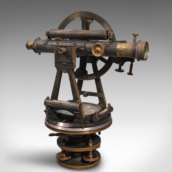 Antique Surveyor's Theodolite, English, Brass Compass, Oak Case, Edwardian, 1910