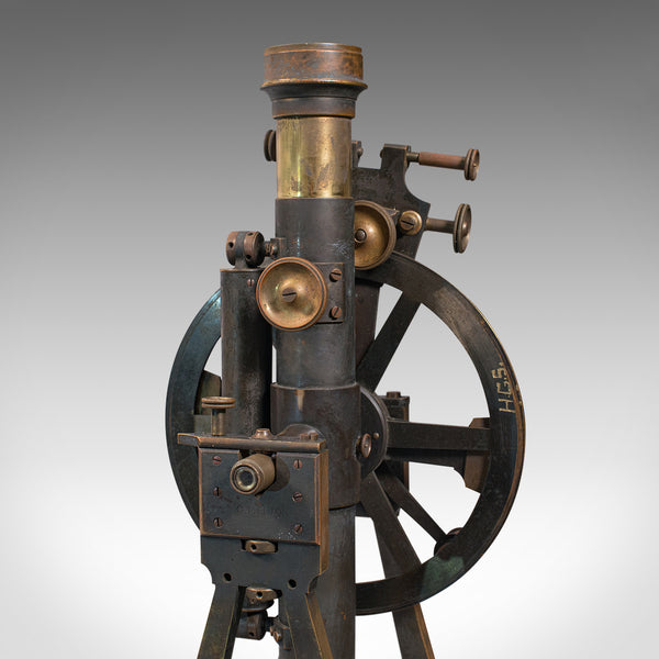 Antique Surveyor's Theodolite, English, Brass Compass, Oak Case, Edwardian, 1910