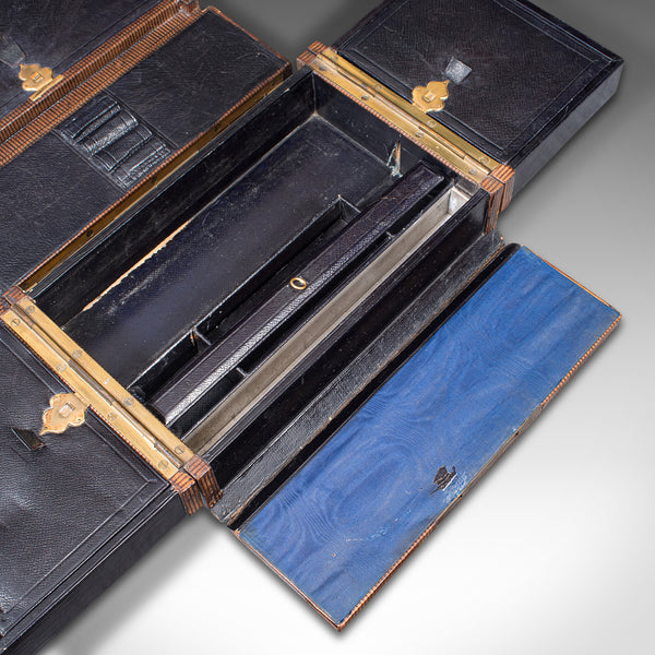 Antique Travelling Vanity Box, English, Campaign Correspondence Case, Victorian