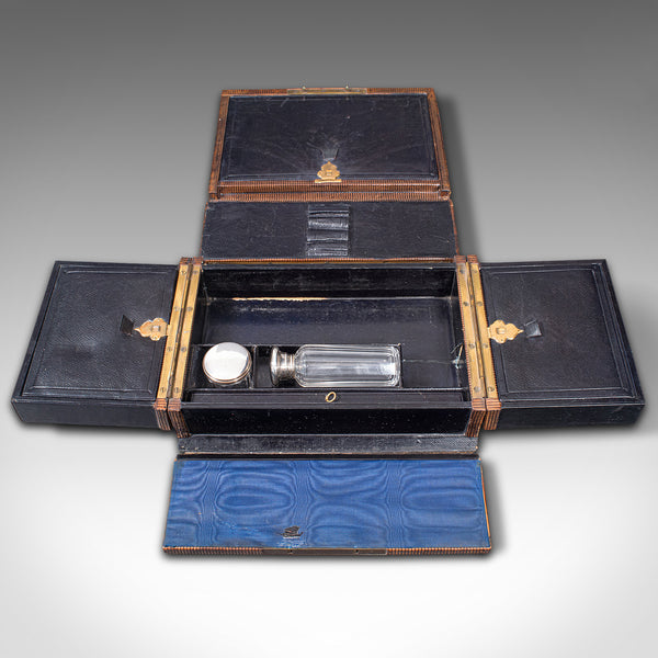 Antique Travelling Vanity Box, English, Campaign Correspondence Case, Victorian