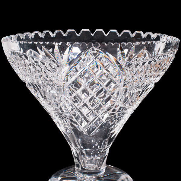 Large Vintage Fruit Bowl, English, Crystal, Cut Glass, Centrepiece Dish, C.1950