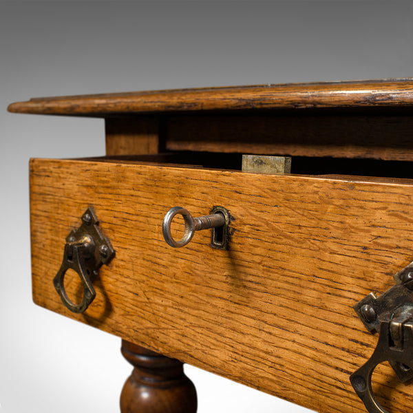 Small Antique Correspondence Table, Scottish Oak, Writing Desk, Aesthetic Period