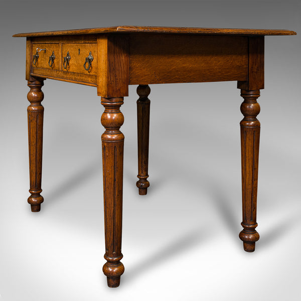 Small Antique Correspondence Table, Scottish Oak, Writing Desk, Aesthetic Period