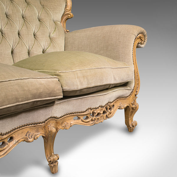 Vintage Button Back Suite, French, Sofa, Settee, Armchair, Louis XV Revival