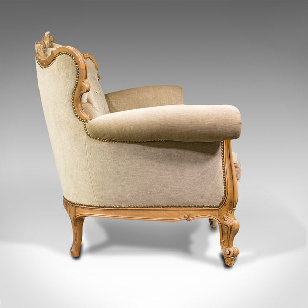 Vintage Button Back Suite, French, Sofa, Settee, Armchair, Louis XV Revival