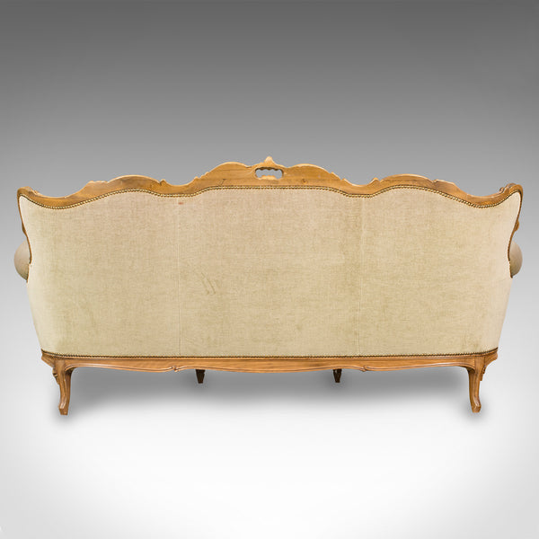 Vintage Button Back Suite, French, Sofa, Settee, Armchair, Louis XV Revival