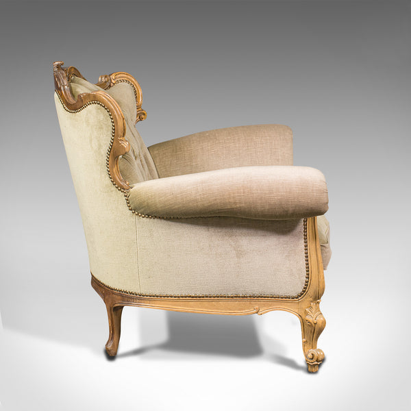 Vintage Button Back Suite, French, Sofa, Settee, Armchair, Louis XV Revival