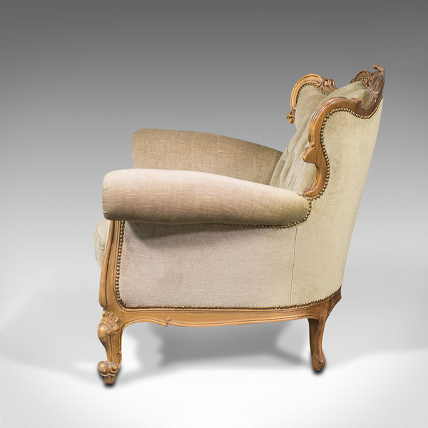 Vintage Button Back Suite, French, Sofa, Settee, Armchair, Louis XV Revival