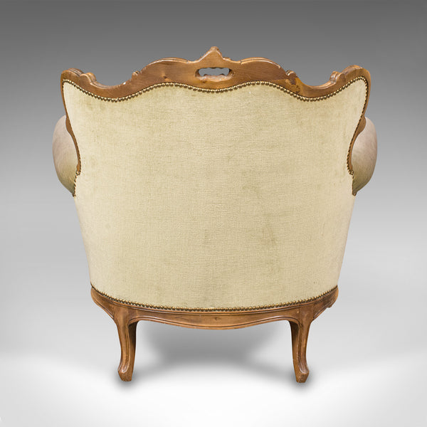 Vintage Button Back Suite, French, Sofa, Settee, Armchair, Louis XV Revival