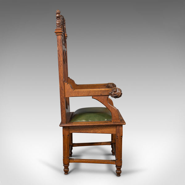 Antique Mayoral Chair, English, Ecclesiastic Armchair, Gothic Revival, Victorian