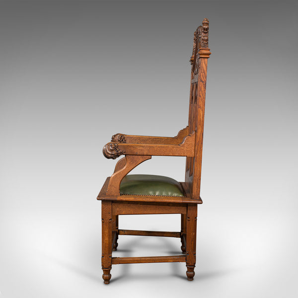 Antique Mayoral Chair, English, Ecclesiastic Armchair, Gothic Revival, Victorian
