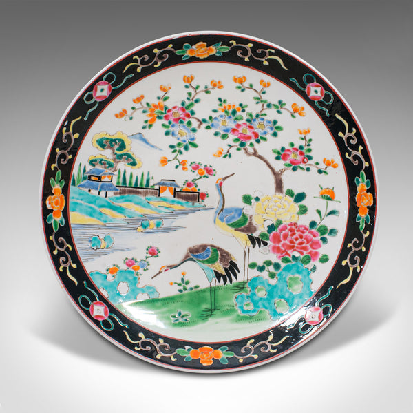 Antique Oriental Fruit Plate, Japanese, Ceramic, Charger, Dish, Victorian, 1900