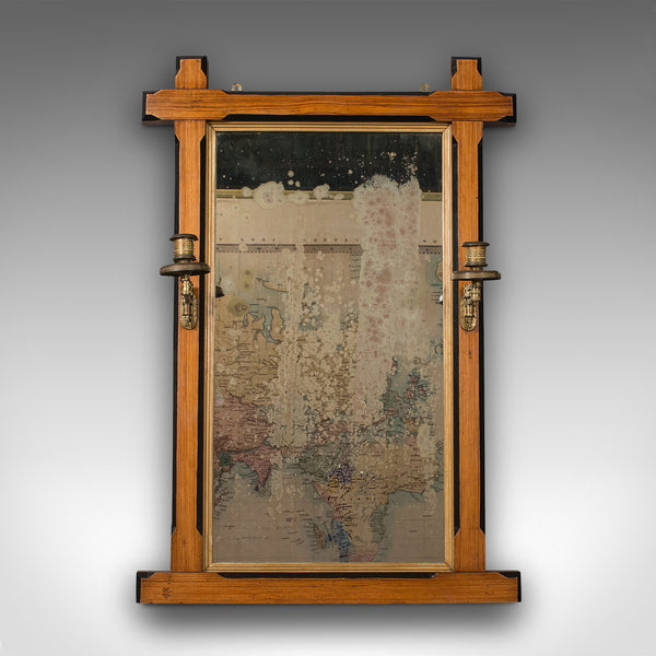 Antique Girandole Pier Mirror, English, Pitch Pine, Aesthetic Period, Victorian