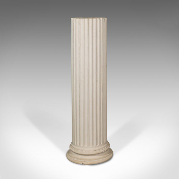 Pair, Vintage Fluted Display Pillars, English, Plaster, Jardiniere Planter Stand