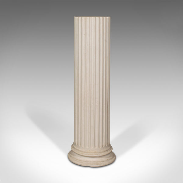 Pair, Vintage Fluted Display Pillars, English, Plaster, Jardiniere Planter Stand