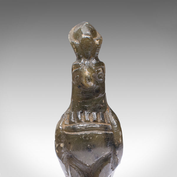 Antique Miniature Falcon, Japanese, Jade, Hayabusa Figurine, Bird, Victorian