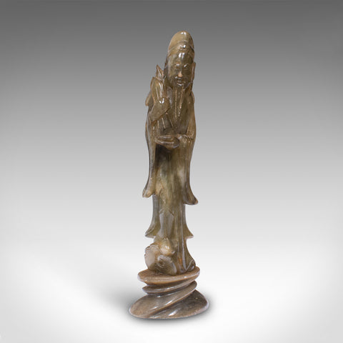 Antique Miniature Figure, Chinese, Jade, Male Figurine, Oriental, Victorian