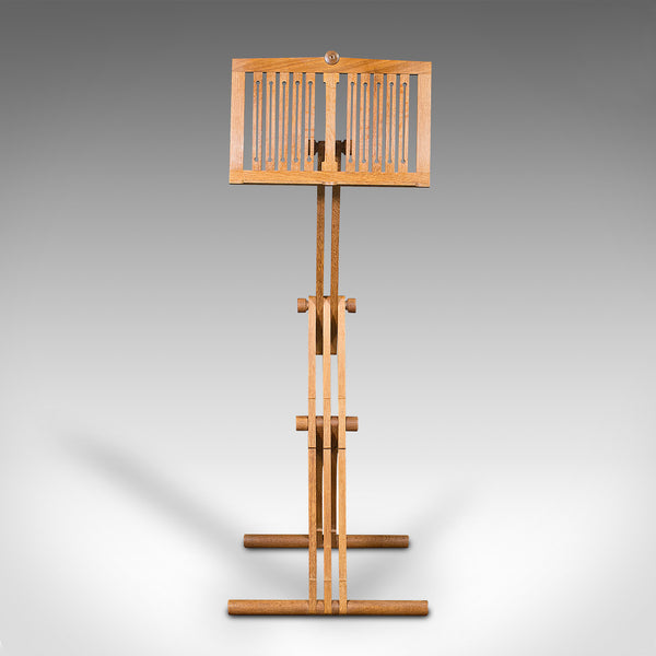 Vintage Concert Music Stand, English, Oak, Adjustable Lectern, Cotswold Manner